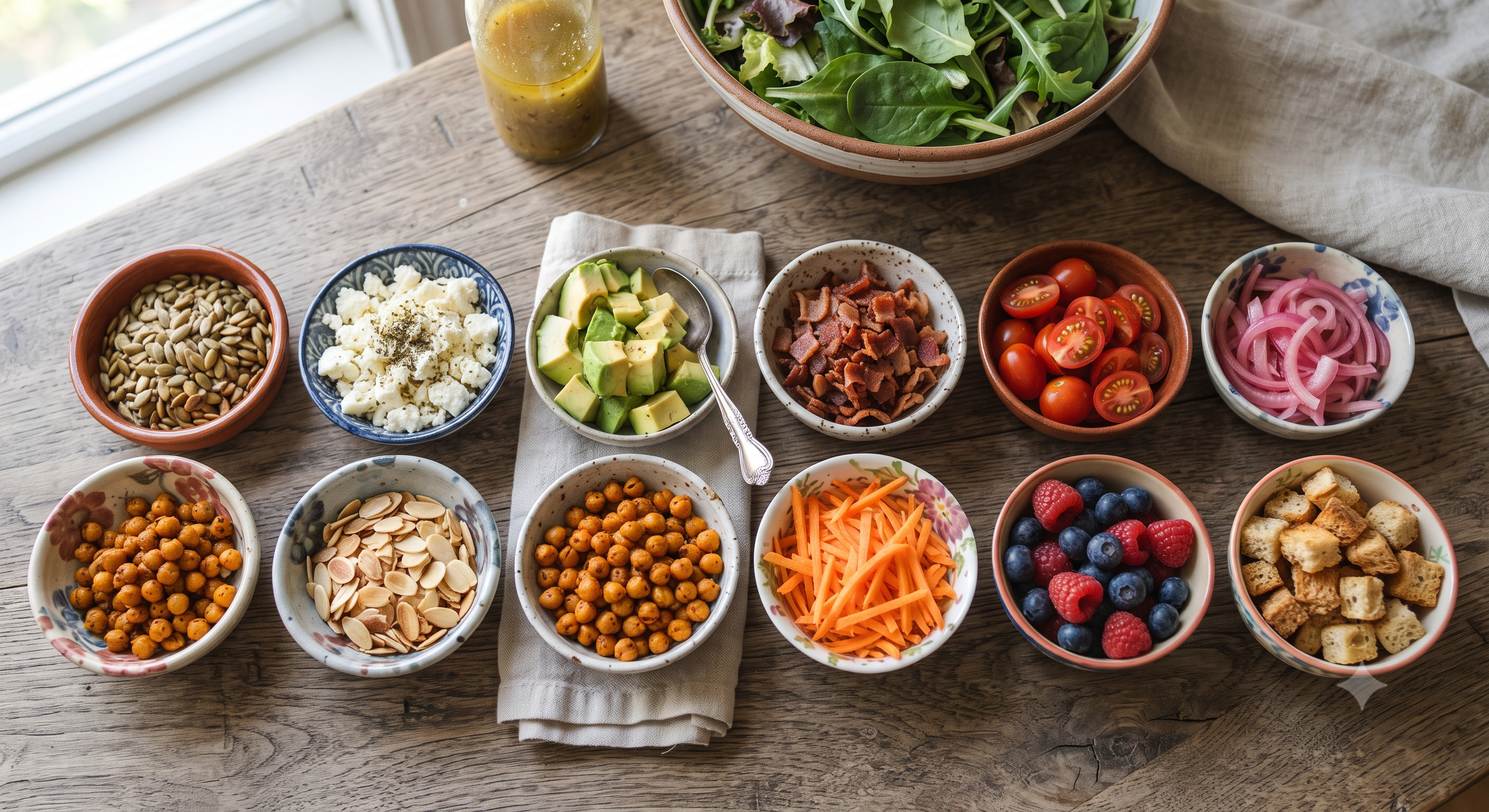 Avocado and assorted salad toppings